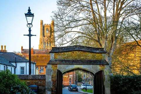 The sunset view of cathedral of Ely, a city in Cambridgeshire, England Stock Photos