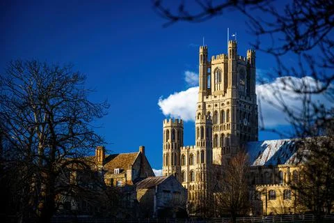The sunset view of cathedral of Ely, a city in Cambridgeshire, England Stock Photos