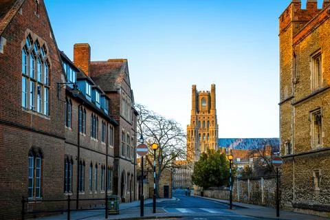 The sunset view of cathedral of Ely, a city in Cambridgeshire, England Stock Photos