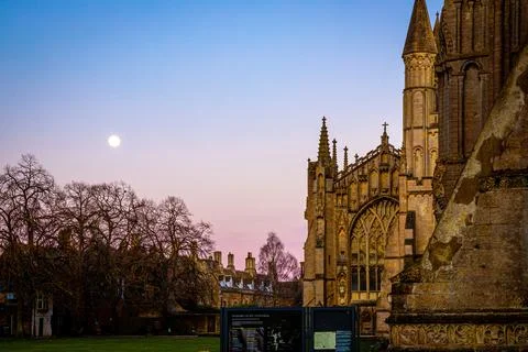 The sunset view of cathedral of Ely, a city in Cambridgeshire, England Stock Photos