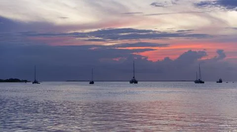 Sunset view from Caye Caulker Split before the storm, Belize Stock Photos