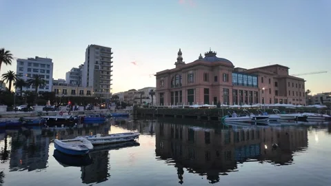 Sunset view of city of Bari, Apulia Region, Italy Stock Footage 327446314