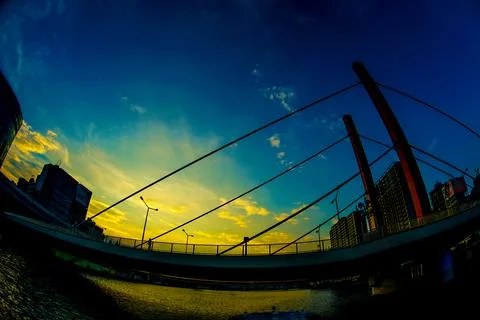 Sunset view of cityscape in Chuo-ku, Tokyo Stock Photos