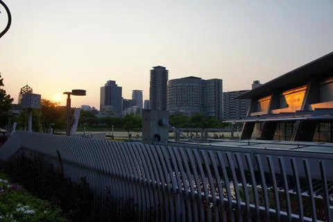 Sunset view of the cityscape Stock Photos