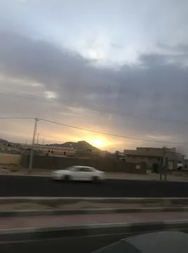 The sunset view with dark sky Stock Photos