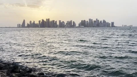 Sunset view from Doha, Qatar Stock Footage 325900277