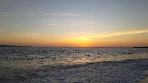 Sunset view on double six beach Bali, Indonesia Stock Photos