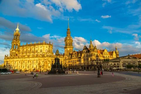 Sunset view of Dresden. Stock Photos