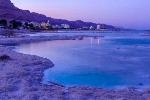 Sunset view of Ein Bokek resort Stock Photos