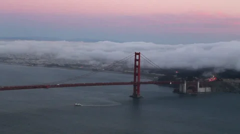 Sunset View of the Golden Gate Bridge from the Peak of Hawk Hill Video stock 35579171