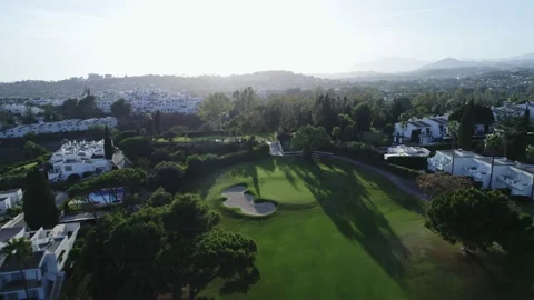 Sunset view of the golf course in Spain Stock Footage 232240984