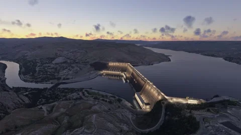 Sunset view of Grand Coulee Dam in Grand Coulee. Washington. United States Video stock 314478849