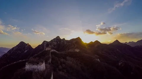 Sunset View Great Wall of China (4K,Time-lapse) Stock Footage 83077402