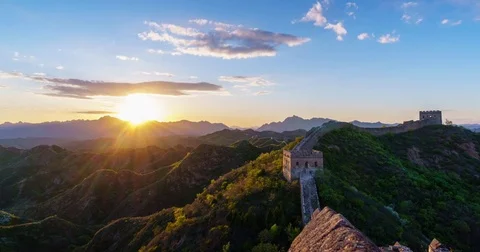 Sunset View Great Wall of China (4K,Time-lapse) 動画素材 83079520
