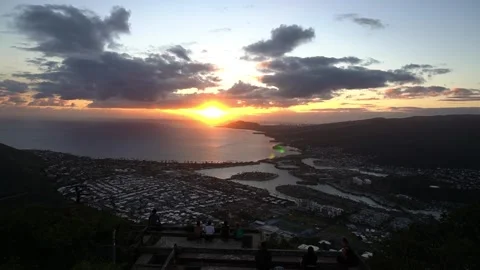 Sunset View in Hawaii Stockbeeldmateriaal 153056586