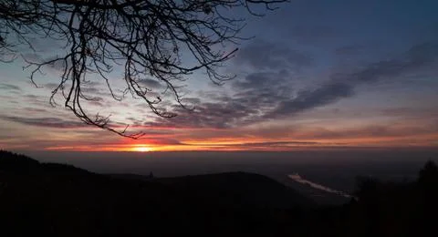 Sunset view of Heildelberg from mountain Stock Photos