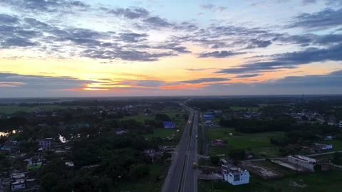 Sunset View of Highway Passing Through Indian Village 4K Video stock 331765122