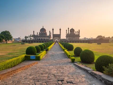 Sunset view of Ibrahim Rouza islamic tomb at Bijapur, famous unesco travel .. 写真素材