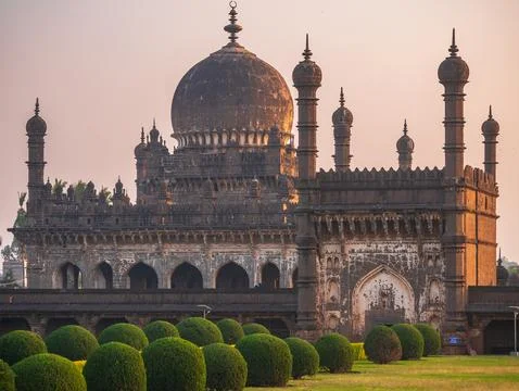 Sunset view of Ibrahim Rouza islamic tomb at Bijapur, famous unesco travel .. 写真素材