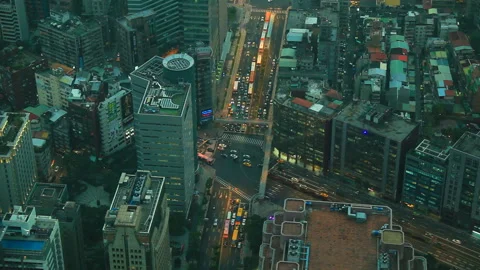 A Sunset View of the Intersection of Keelung Road and Xinyi Road from the Taipei Stock Footage 330465296