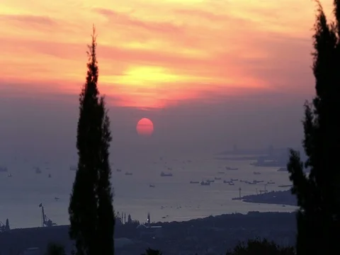 Sunset view of istanbul Stock Footage 73581379