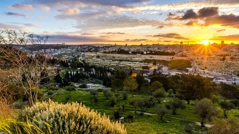 Sunset view of Jerusalem from the Mount of Olives, Israel; 4K timelapse 스톡 동영상 88279145