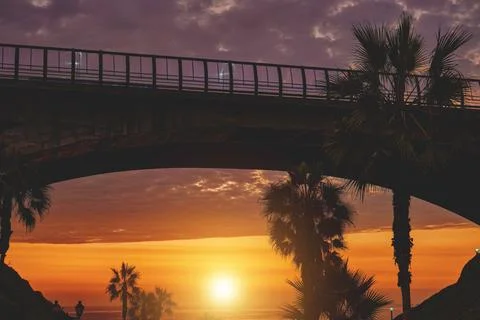 Sunset view from La Bajada de Balta in Miraflores, in the city of Lima. Peru Stock Photos