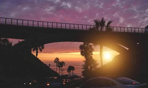 Sunset view from La Bajada de Balta in Miraflores, in the city of Lima. Peru Stock Photos