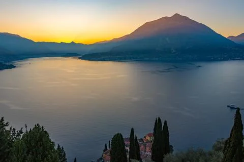 Sunset view of Lago di Como in Italy Stock Photos