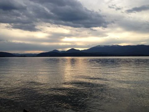 Sunset view at lake Stock Photos
