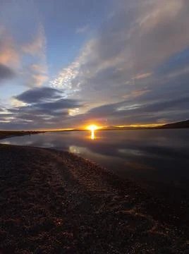 Sunset with a view of the lake Stock Photos