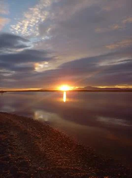 Sunset with a view of the lake Stock Photos