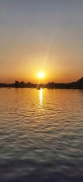 Sunset view of the lake 스톡 사진