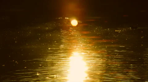 Sunset view on a lake with sun reflection line on the ripple Vídeo Stock 41755582
