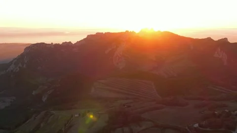 Sunset view of les Dentelles de Montmirail Stock Footage 228197244