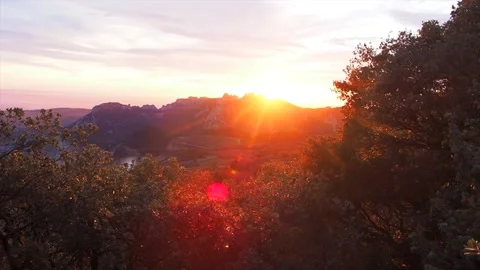 Sunset view of les Dentelles de Montmirail Stock Footage 228618425