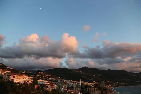 Sunset view of a mediterranean city Stock Photos