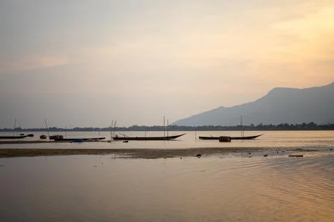 Sunset View Mekong River	 Stock Photos