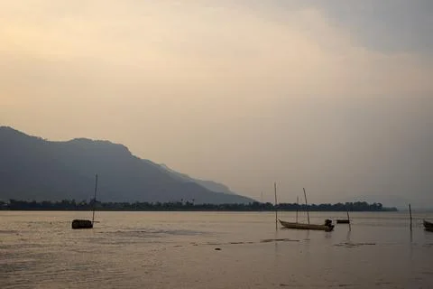 Sunset View Mekong River	 Stock Photos