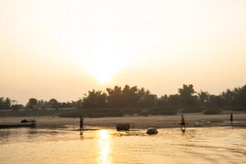 Sunset View Mekong River	 Stock Photos
