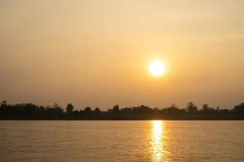 Sunset View Mekong River	 Stock Photos