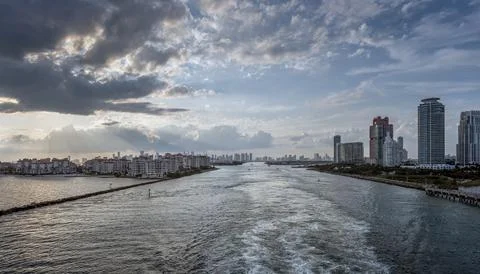Sunset View of Miami Stock Photos
