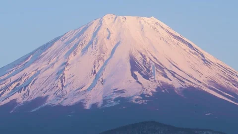 Sunset view of Mount Fuji from lake Shoji, Yamanashi Prefecture, Japan Stock Footage 305425388
