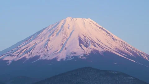 Sunset view of Mount Fuji from lake Shoji, Yamanashi Prefecture, Japan Stock Footage 305425391