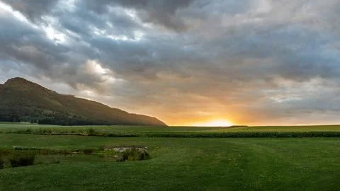 Sunset with a view of Mount Koruna Stock Photos