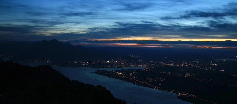 Sunset view from Mount Rigi Stock Photos