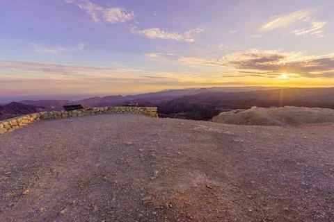 Sunset view from Mount Yoash, Massive Eilat Nature Reserve Stock Photos