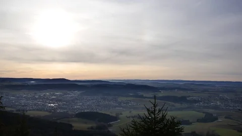 Sunset, view from the mountains to cities and mountains Stock Footage 100435582