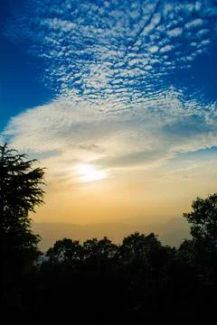 Sunset view from the mountains of Lansdowne. Mountain Sunset view in Lansdo.. Stock Photos