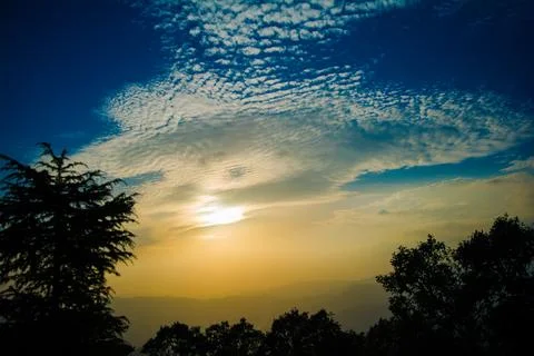 Sunset view from the mountains of Lansdowne. Mountain Sunset view in Lansdo.. Stock Photos